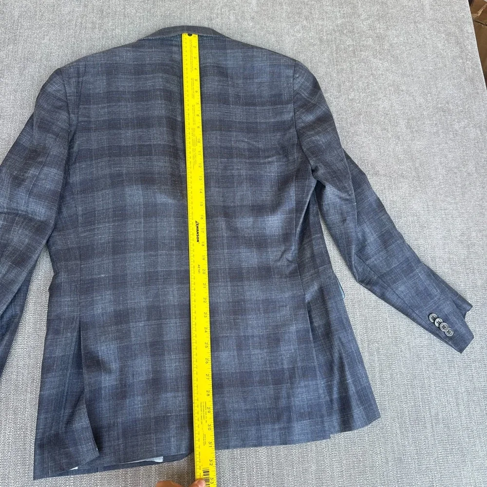 Malibu Clothes Prossimo Loro Piana Blazer Jacket Mens 40R Blue Plaid Wool Blend